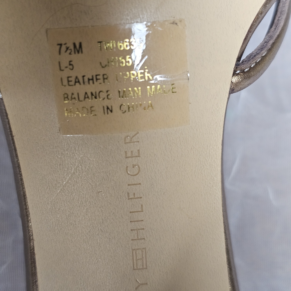 Tommy Hilfiger Women's Gold Leather Strappy Sandals